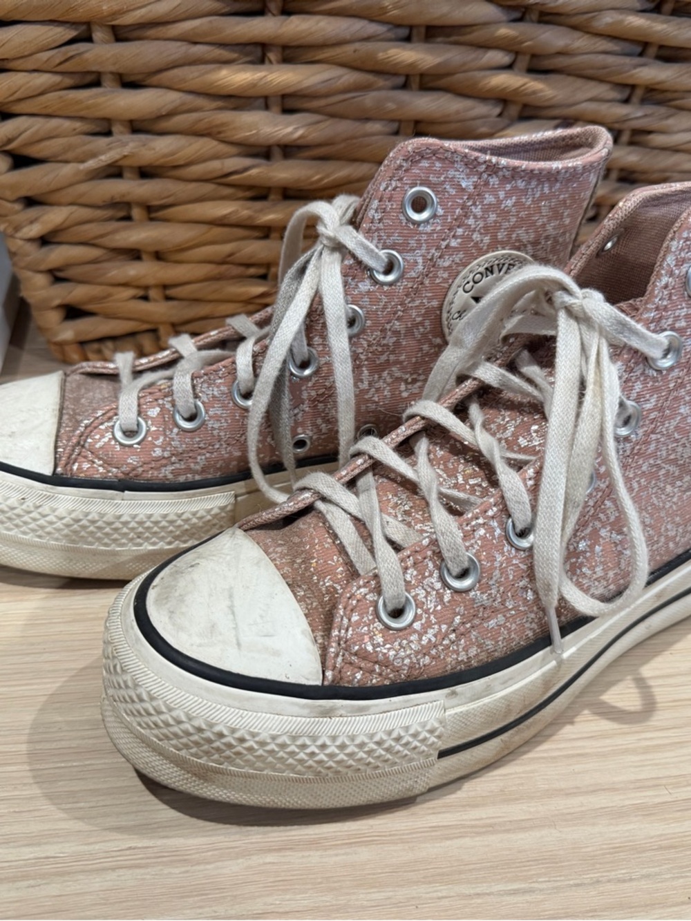 Converse pink and silver Metallic High-Top Sneakers